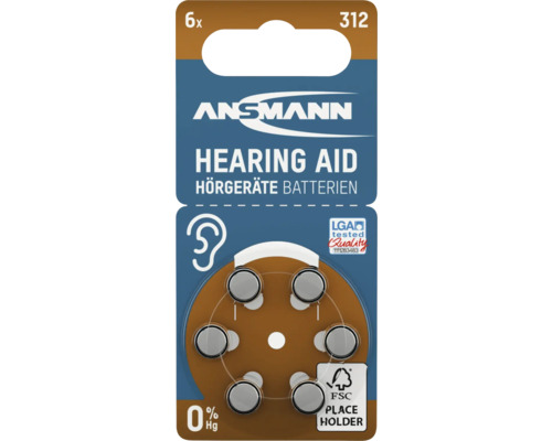 Ansmann hörbatterier, typ 312, 6 stycken
