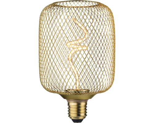 Dekorativ glödlampa med spiralformad glödtråd och trådbur