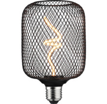 Dekorativ lampa med spiralformad glödtråd i metallnät