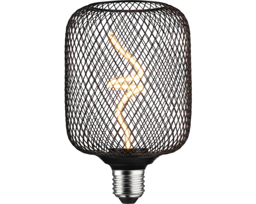 Dekorativ lampa med spiralformad glödtråd i metallnät