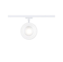 Vit skensarmatur med runt lamphuvud.