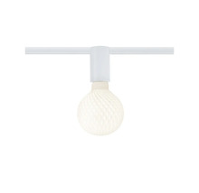 Lampa med rund lampskärm på en skena