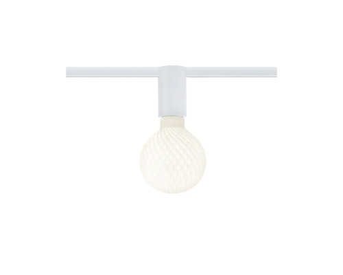 Lampa med rund lampskärm på en skena