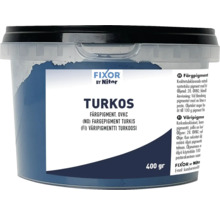 Turkost pigment i en plastförpackning med en vikt på 400 gram