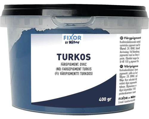Färgpigment FIXOR BY NITOR Turkos 400G Turkost pigment i en plastförpackning med en vikt på 400 gram