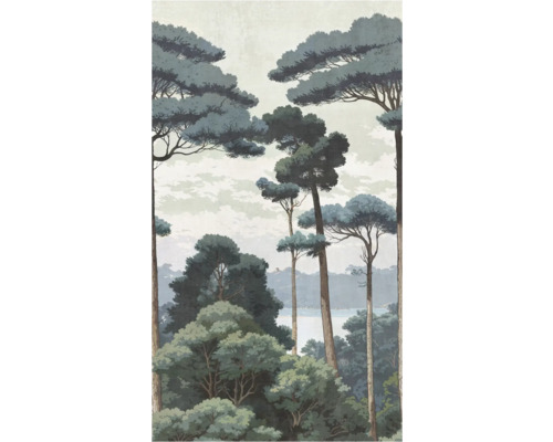 Tapet med skogsmotiv och träddetaljer