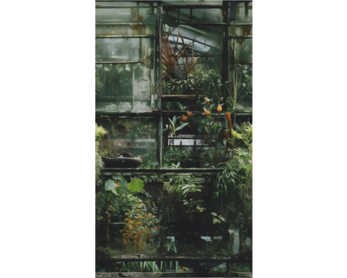 Närbild av ett växthus med växter