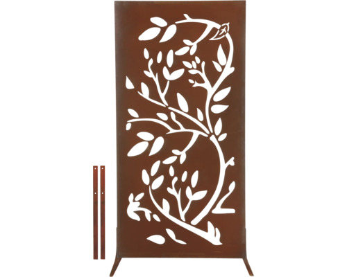 Dekorativt insynsskydd i metall med växtmönster