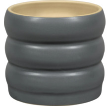 Grå keramisk blomkruka med ribbad design