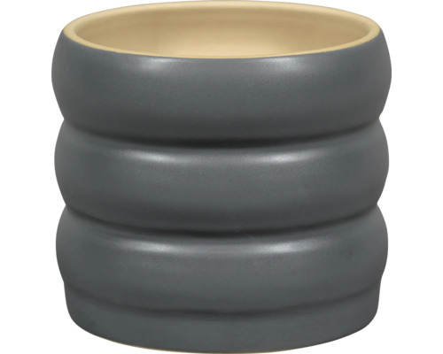 Grå keramisk blomkruka med ribbad design