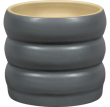 Grå keramisk blomkruka med trefaldig ringdesign