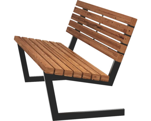 Soffa PLUS Siesta Living ThermoWood® 150cm gyllenbrun Träbänk med metallram för utomhusbruk