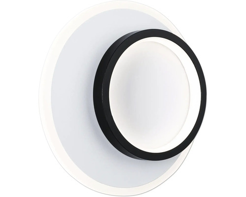 Rund LED-vägglampa med svart ram