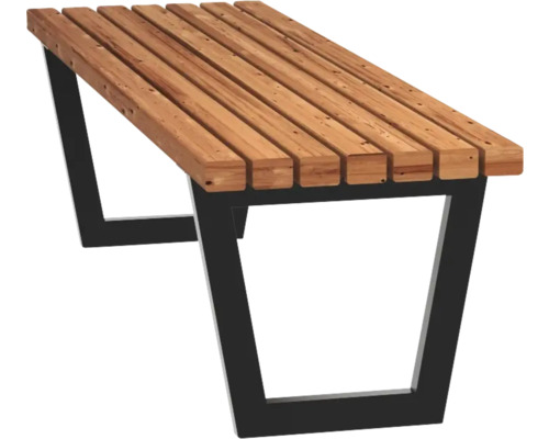 Bänk/bord PLUS Siesta Living ThermoWood® 150cm gyllenbrun Träbänk med svart metallram