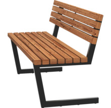 Träbänk med ryggstöd och metallram