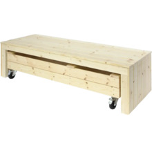 Trälåda på hjul med låda