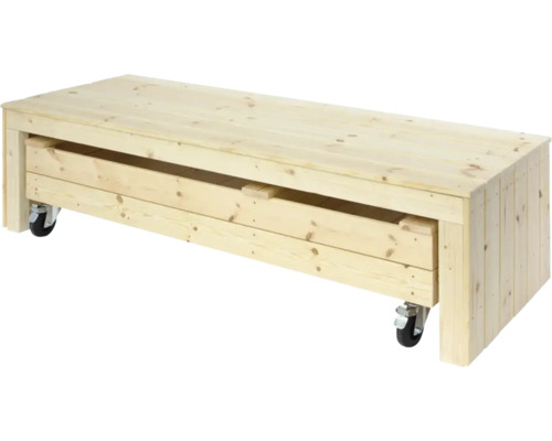 Bänk PLUS Fun med multilåda & hjul 180cm Trälåda på hjul med låda