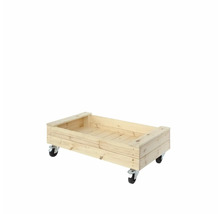 Trärulle av gran med hjul