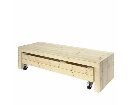 Rullpall av trä med låda