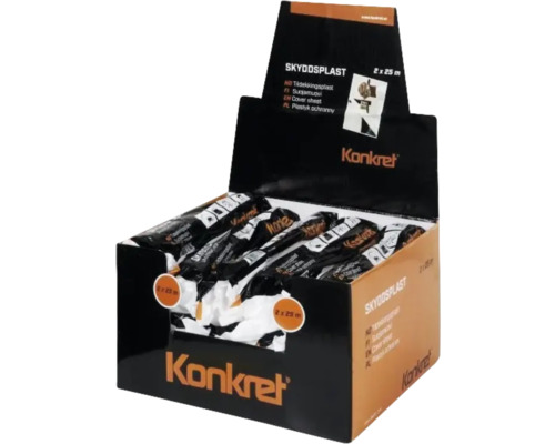 Konkret täckplastdisplay med flera rullar täckplast