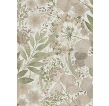 Tapet med blad- och blommönster