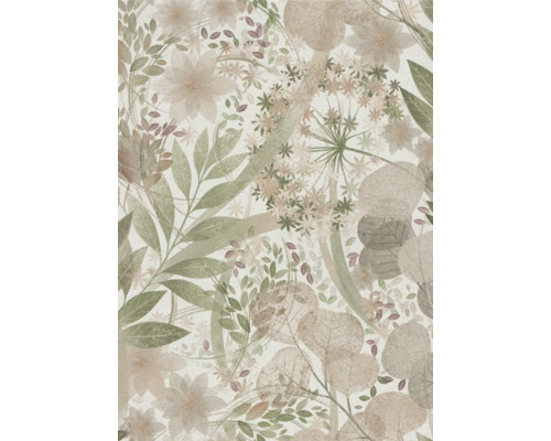 Tapet med blad- och blommönster
