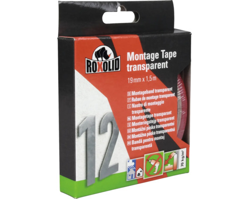 Roxolid Monteringstejp transparent, 19 mm x 1,5 m