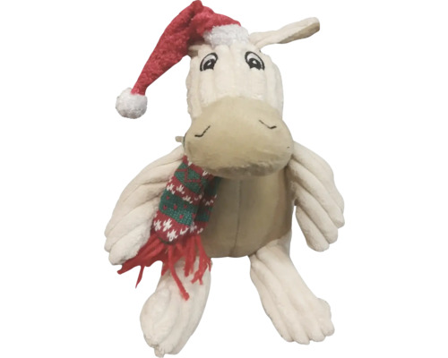 Hundleksak Christmas Naturals Donkey Mjukdjursåsna med julmössa och halsduk