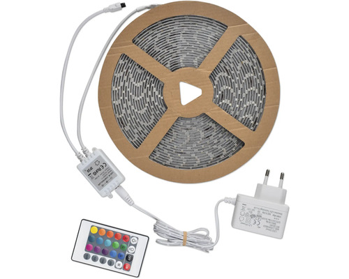 LED-strip på rulle med fjärrkontroll och nätadapter