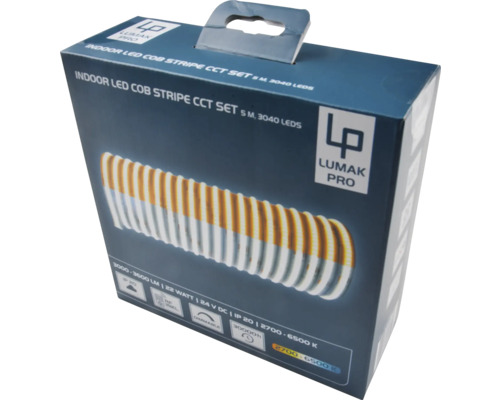 Förpackning av en Lumak Pro LED COB Stripe CCT Set Inomhusbelysning