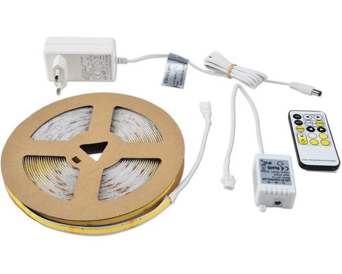 LED-remsa på rulle med nätaggregat och fjärrkontroll