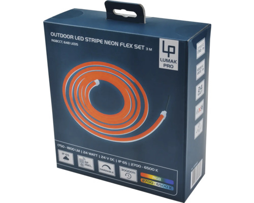 Förpackning för Lumak Pro utomhus LED Neon Flex Stripe med 3 meters längd