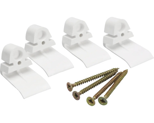 Fyra rullgardinsstopp med skruvar