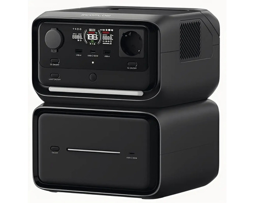 Bärbar EcoFlow kraftstation med förlängningsbatteri för mobil strömförsörjning