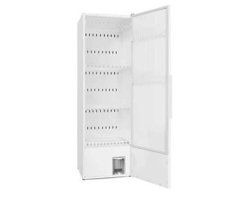 Vitt verktygsskåp med öppen dörr