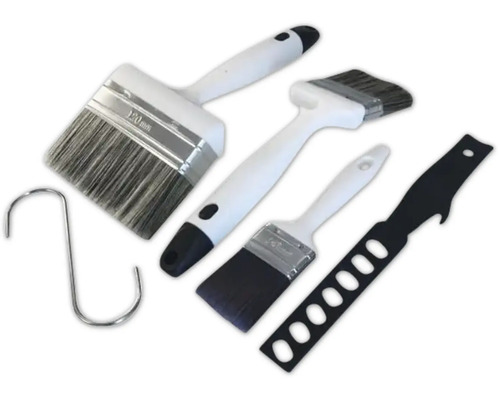 Färgrollers, penslar, färgskrapor och krokar för målningsarbeten