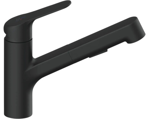 Svart köksblandare med utdragbar handdusch