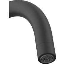 Detaljbild av en svart vattenkranpip