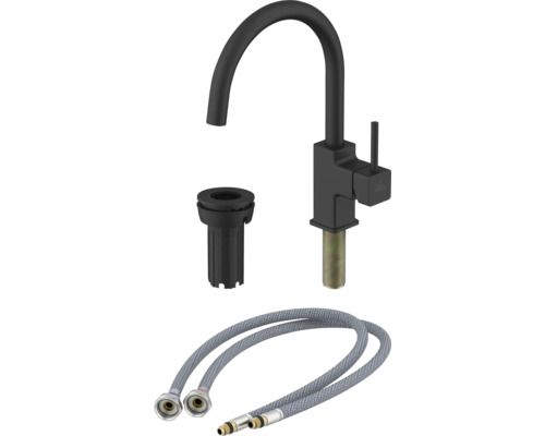 Svart köksblandare med tillbehör