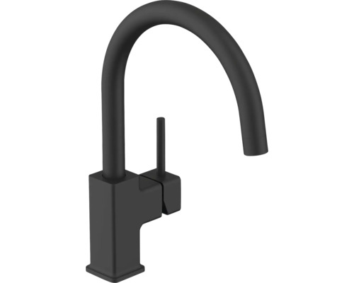 Svart köksblandare med hög pip