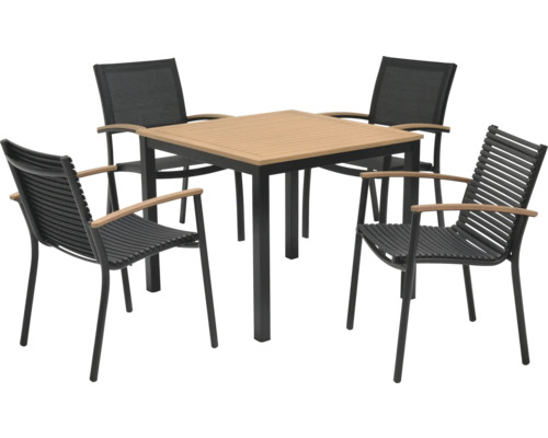 Uteplatsset med bord och fyra stolar för utomhusbruk