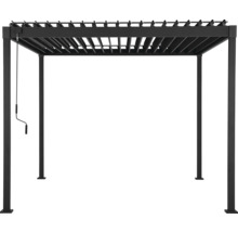 Svart pergola med justerbart lamelltak