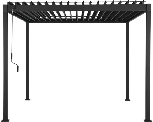 Svart pergola med justerbart lamelltak