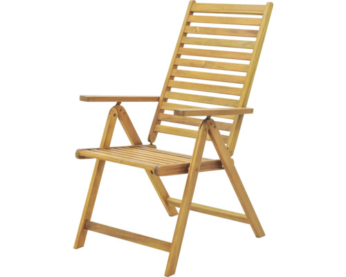 Justerbar trästol med armstöd för utomhusbruk