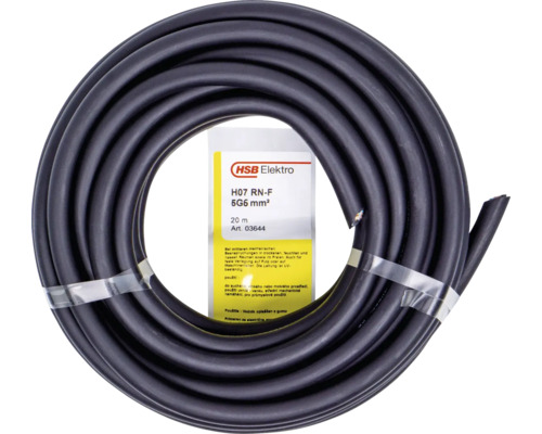 Elektrisk kabel H07 RN-F 5G6 kvadratmillimeter, 20 meters rulle