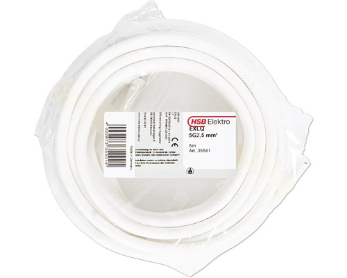 Installationskabel HSB EXLQ 5G2,5mm² vit 5m HSB Elektro EXLQ elkabel 5G2,5 mm² rullad, 5 meter