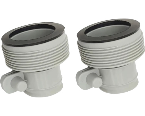 Två grå avloppsböjar med tätning för sanitetsinstallationer