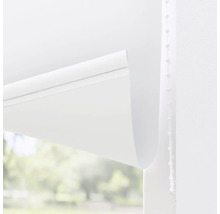 Vit rullgardin med kedjedragning framför ett fönster