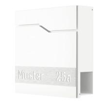 Vit postlåda med inskriptionen Muster 25a