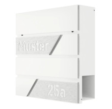 Vit brevlåda med inskriptionen Muster 25a